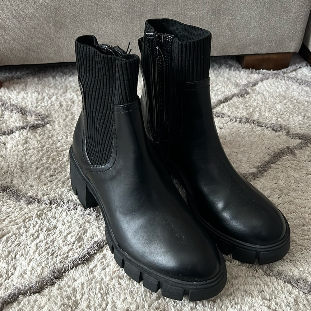 Heeled Black Combat Boots